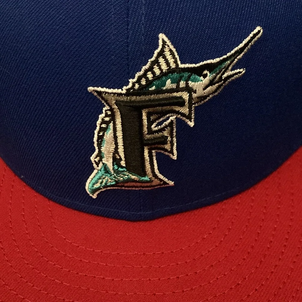 Blue and Red Florida Marlins Hat. New Era Cooperatown‎ Collection. 7-5/8